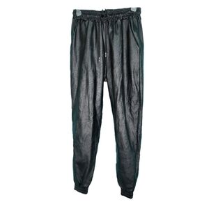 Femme Luxe PU Leather Black High-rise Joggers Women's Size 10